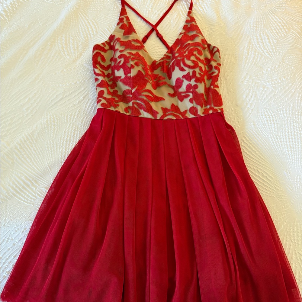 Teeze Me Red Floral Prom Dress